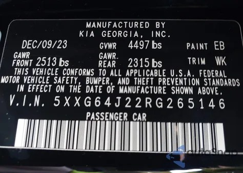 2024 Kia K5 Gt-Line z USA, uszkodzony, nr VIN 5XXG64J22RG265146